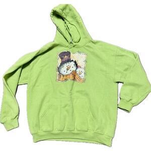 Women’s Light green Hoodie with Snowman Print - Size Large